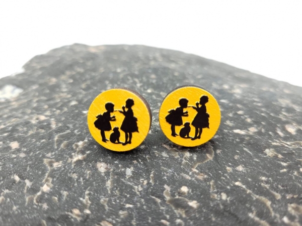 Kinder Katze 3D Holz Scheiben Ohrstecker